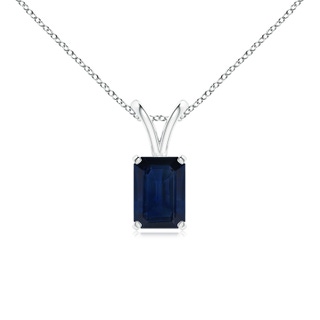 7x5mm AA Emerald-Cut Blue Sapphire Solitaire Pendant with V-Bale in P950 Platinum