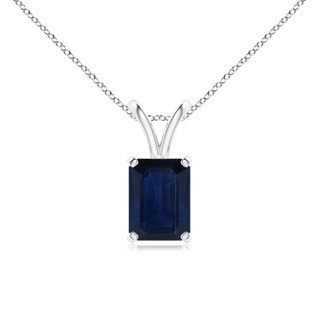 8x6mm AA Emerald-Cut Blue Sapphire Solitaire Pendant with V-Bale in P950 Platinum