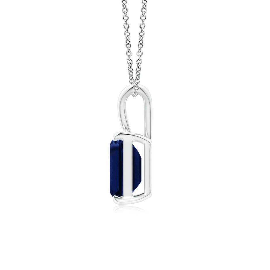 8x6mm AAA Emerald-Cut Blue Sapphire Solitaire Pendant with V-Bale in White Gold side 199