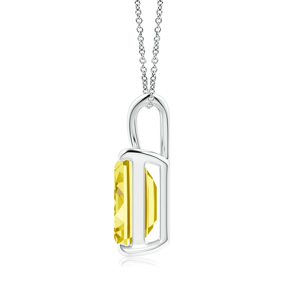 10x7mm AAAA Emerald-Cut Fancy Intense Yellow Diamond Solitaire V-Bale Pendant in P950 Platinum - side 199