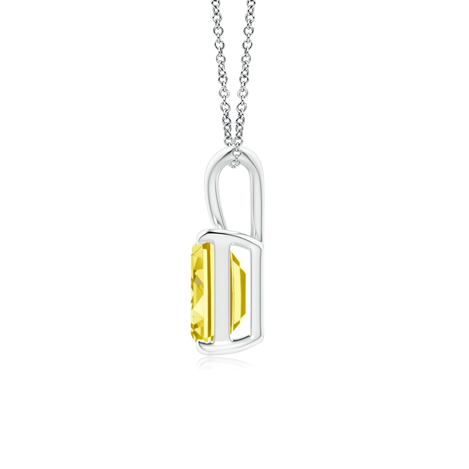 7.5x5.5mm AAAA Emerald-Cut Fancy Intense Yellow Diamond Solitaire V-Bale Pendant in P950 Platinum side 199