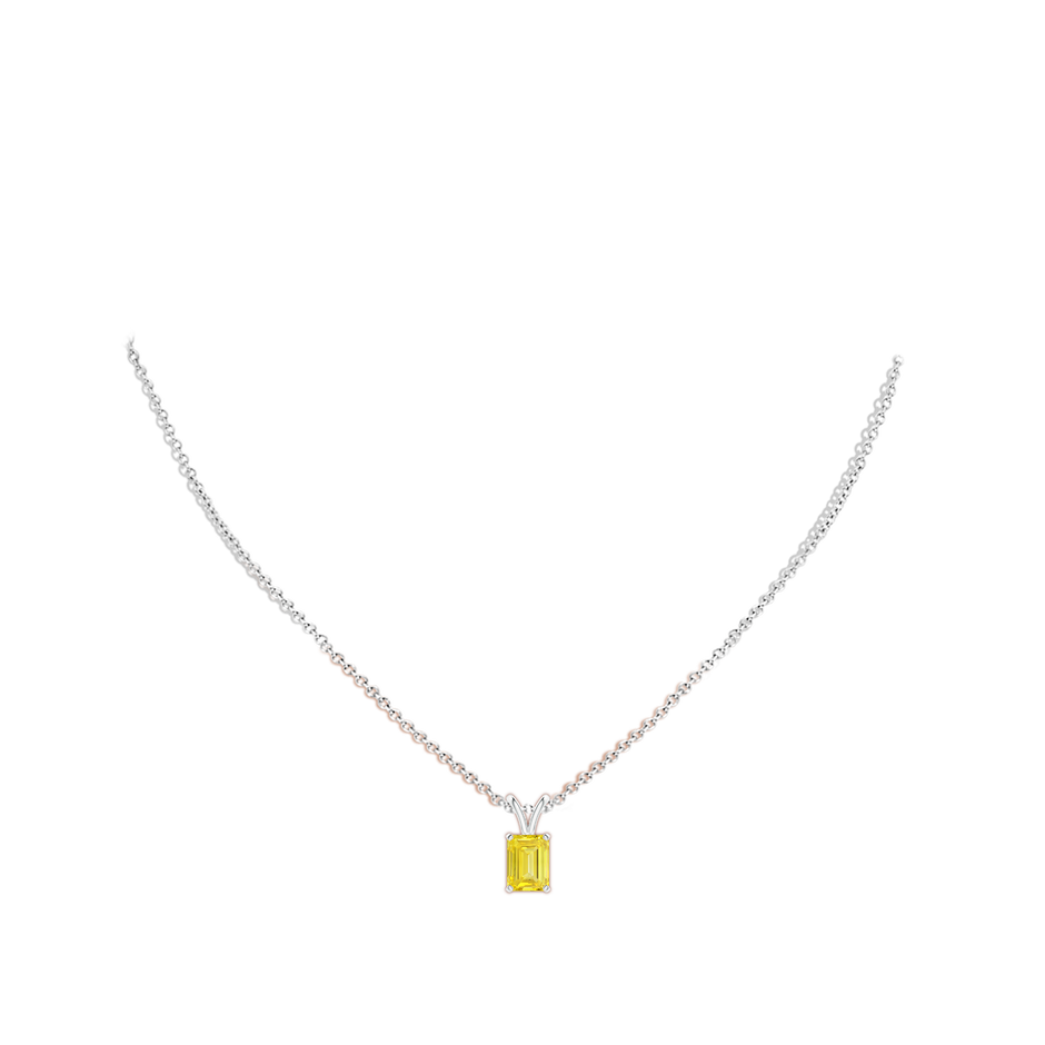 7.5x5.5mm AAAA Emerald-Cut Fancy Intense Yellow Diamond Solitaire V-Bale Pendant in P950 Platinum pen