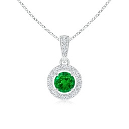 Halo Platinum Emerald Necklaces and Pendants