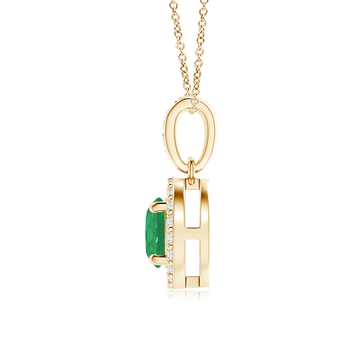 5mm A Floating Emerald Pendant with Diamond Halo in Yellow Gold product image