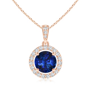 7.86-7.95x5.54mm AAA GIA Certified Floating Sapphire Pendant with Diamond Halo in 18K Rose Gold