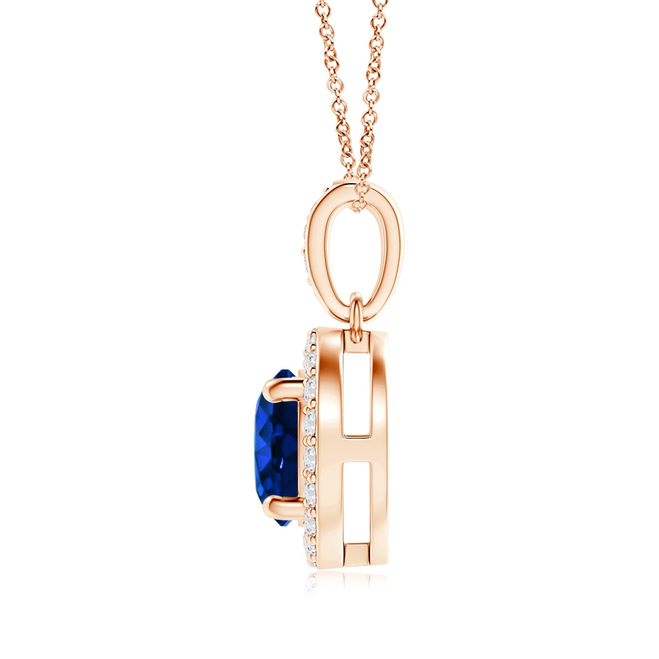 7.86-7.95x5.54mm AAA GIA Certified Floating Sapphire Pendant with Diamond Halo in Rose Gold side 199