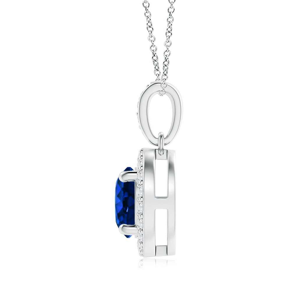 7.86-7.95x5.54mm AAA GIA Certified Floating Sapphire Pendant with Diamond Halo in White Gold Side 1