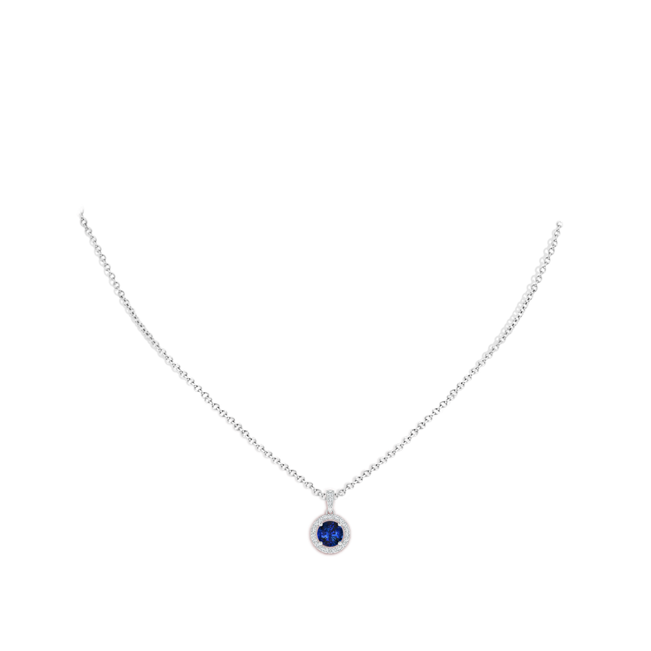 7.86-7.95x5.54mm AAA GIA Certified Floating Sapphire Pendant with Diamond Halo in White Gold pen