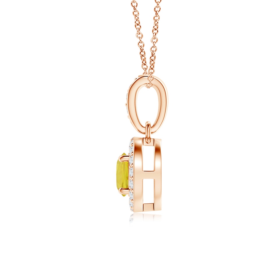 4mm AA Floating Yellow Sapphire Pendant with Diamond Halo in Rose Gold side 199