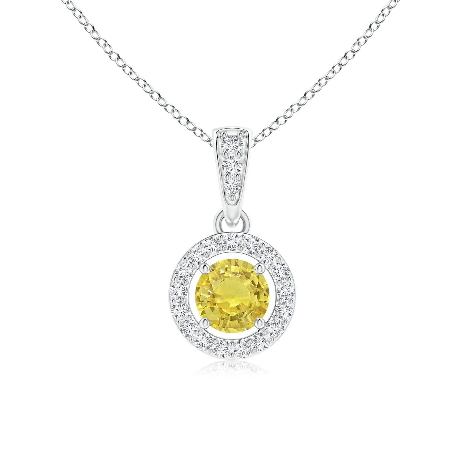 AA - Yellow Sapphire / 0.37 CT / 14 KT White Gold