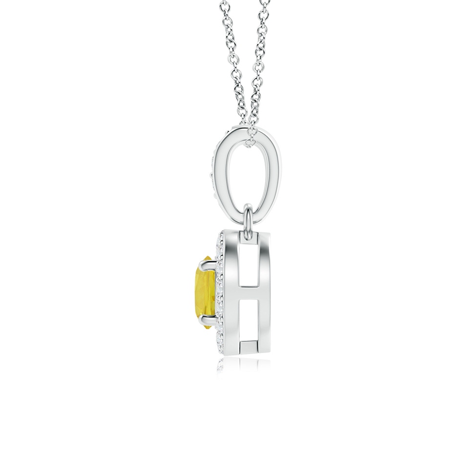 4mm AA Floating Yellow Sapphire Pendant with Diamond Halo in White Gold side 199