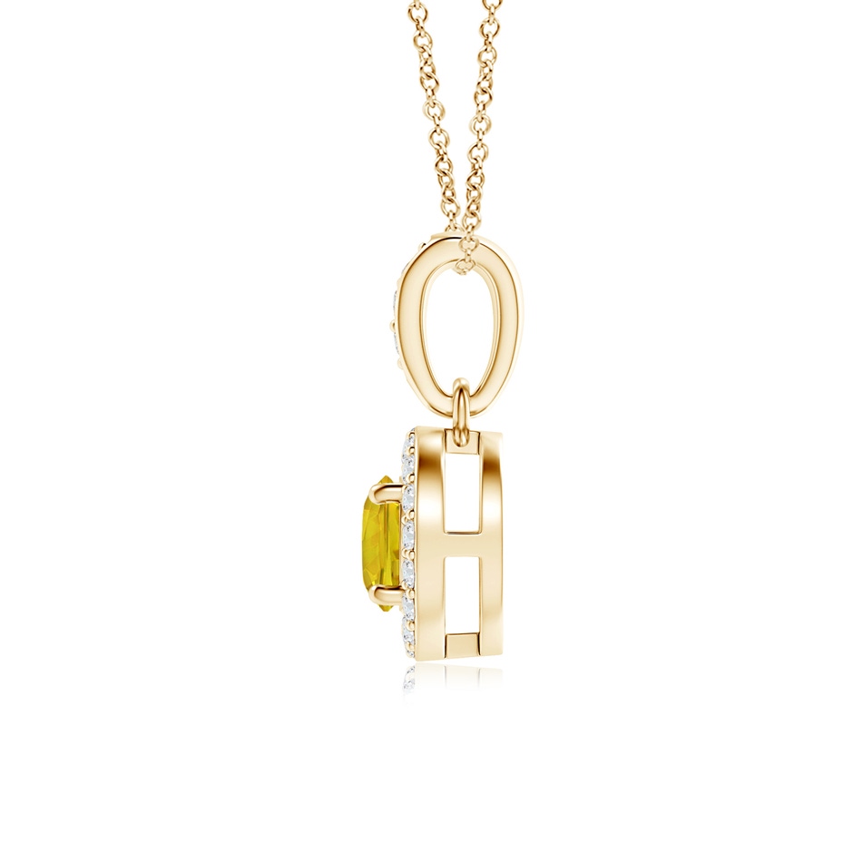 4mm AAAA Floating Yellow Sapphire Pendant with Diamond Halo in 18K Yellow Gold side 199