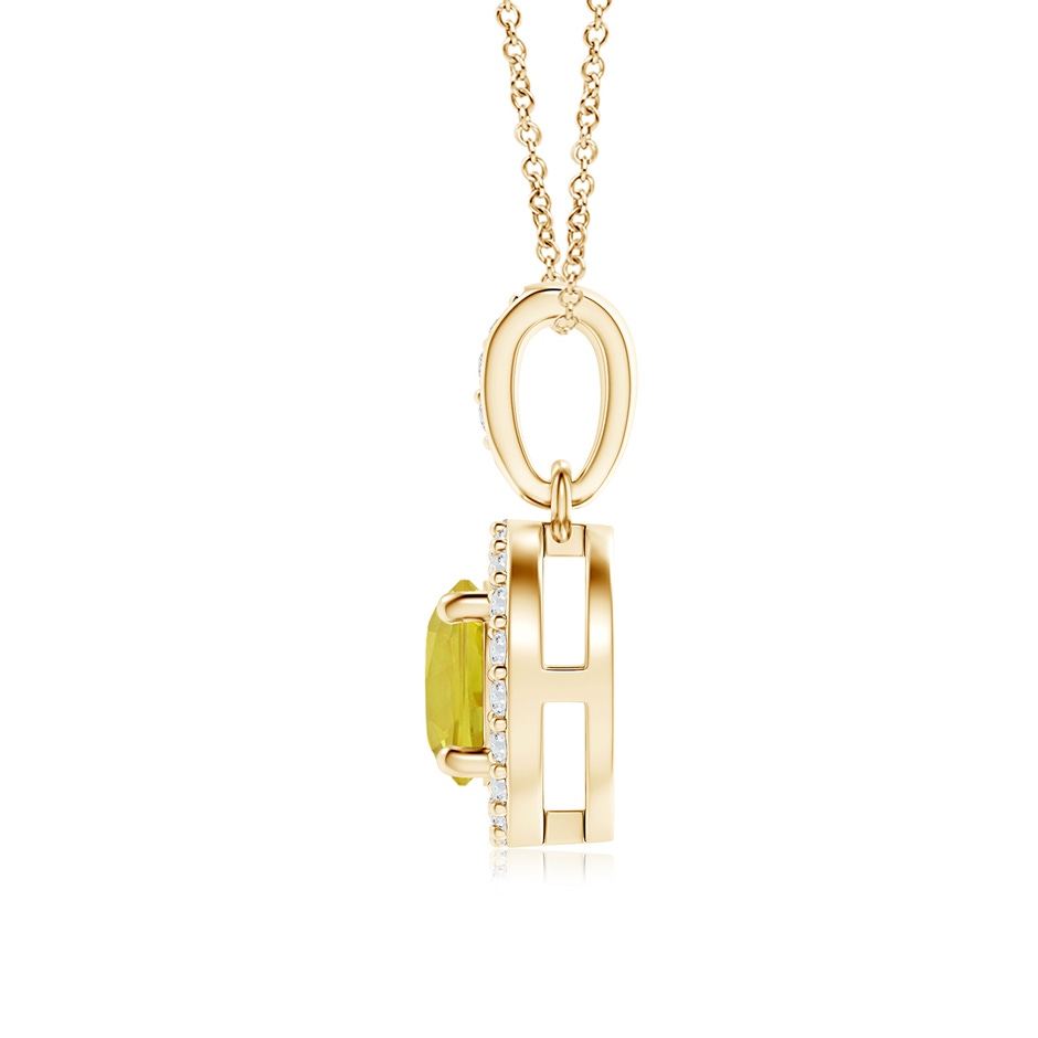 5mm A Floating Yellow Sapphire Pendant with Diamond Halo in Yellow Gold side 199