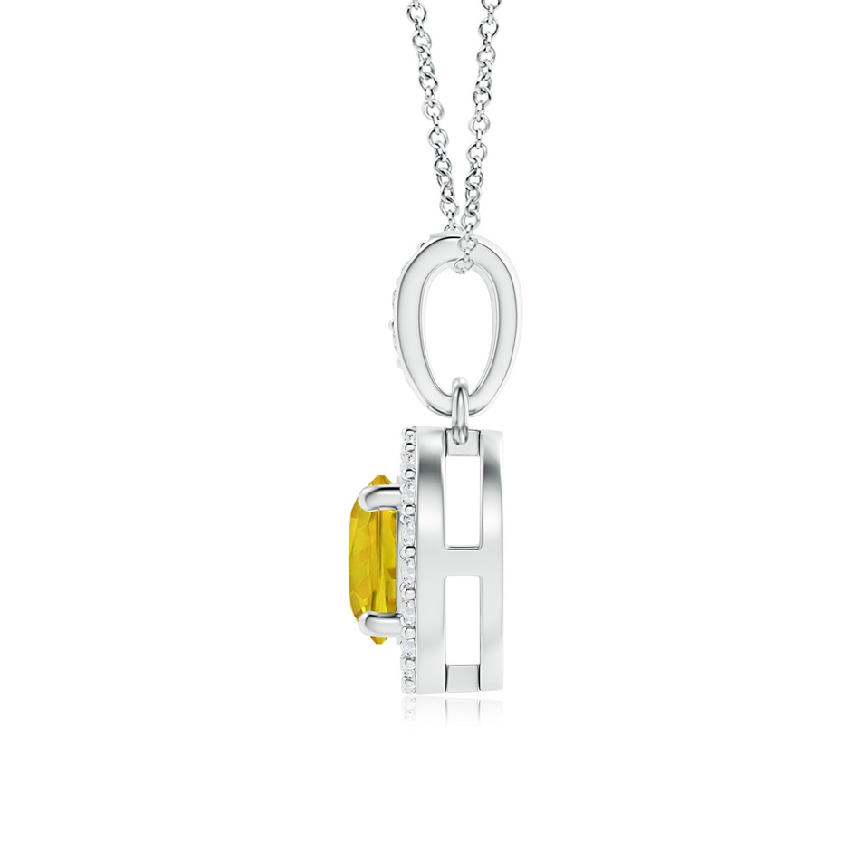 5mm AAAA Floating Yellow Sapphire Pendant with Diamond Halo in P950 Platinum side 199