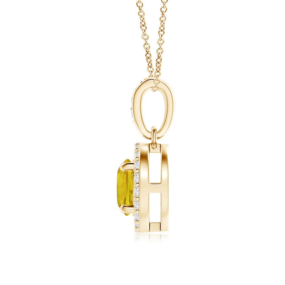 5mm AAAA Floating Yellow Sapphire Pendant with Diamond Halo in Yellow Gold side 199