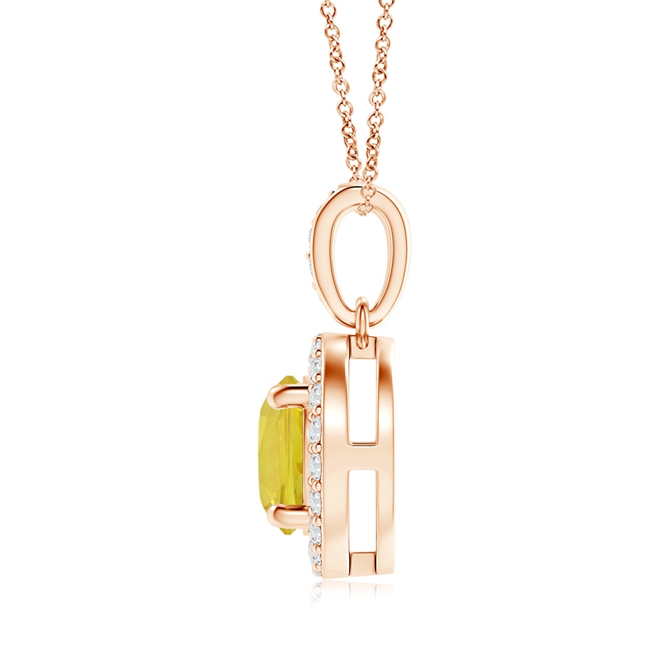 6mm AA Floating Yellow Sapphire Pendant with Diamond Halo in 18K Rose Gold side 199