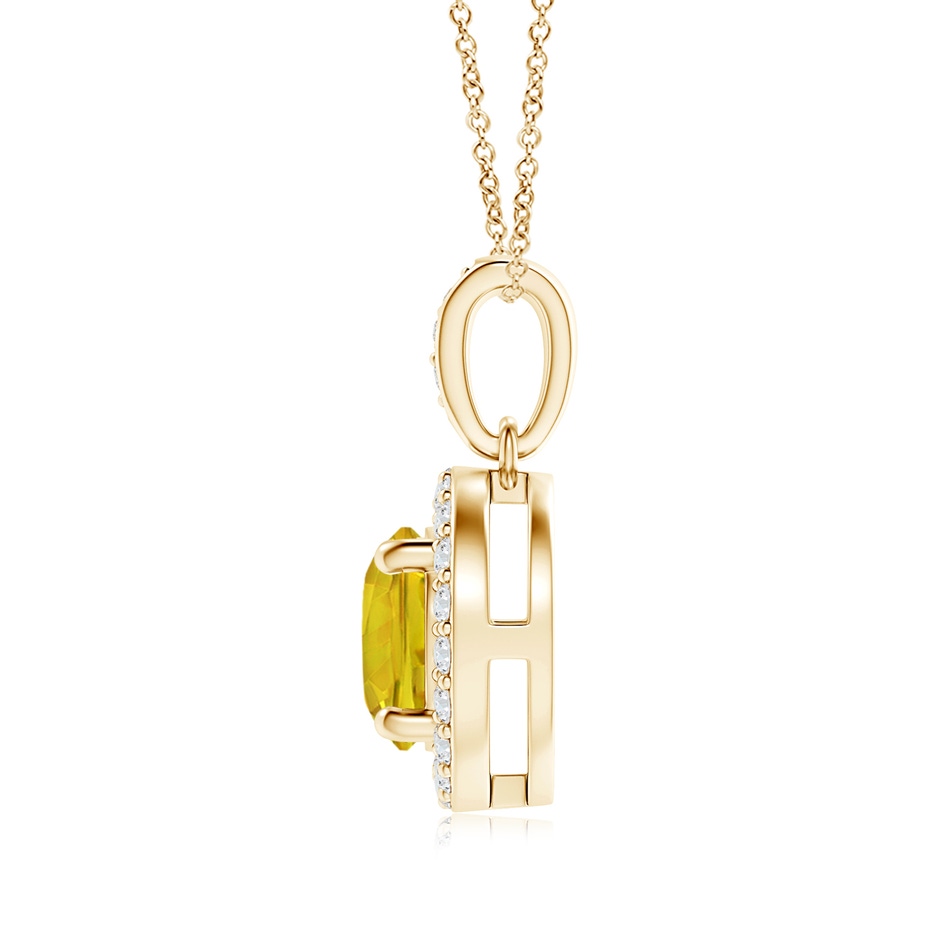 6mm AAAA Floating Yellow Sapphire Pendant with Diamond Halo in Yellow Gold side 199