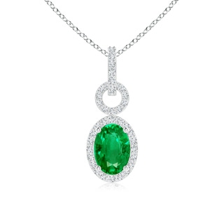 7x5mm AAA Oval Emerald Drop Pendant with Diamond Halo in P950 Platinum