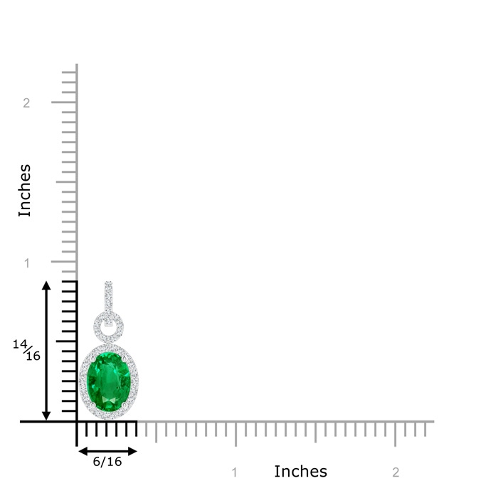 9x7mm AAA Oval Emerald Drop Pendant with Diamond Halo in White Gold product image