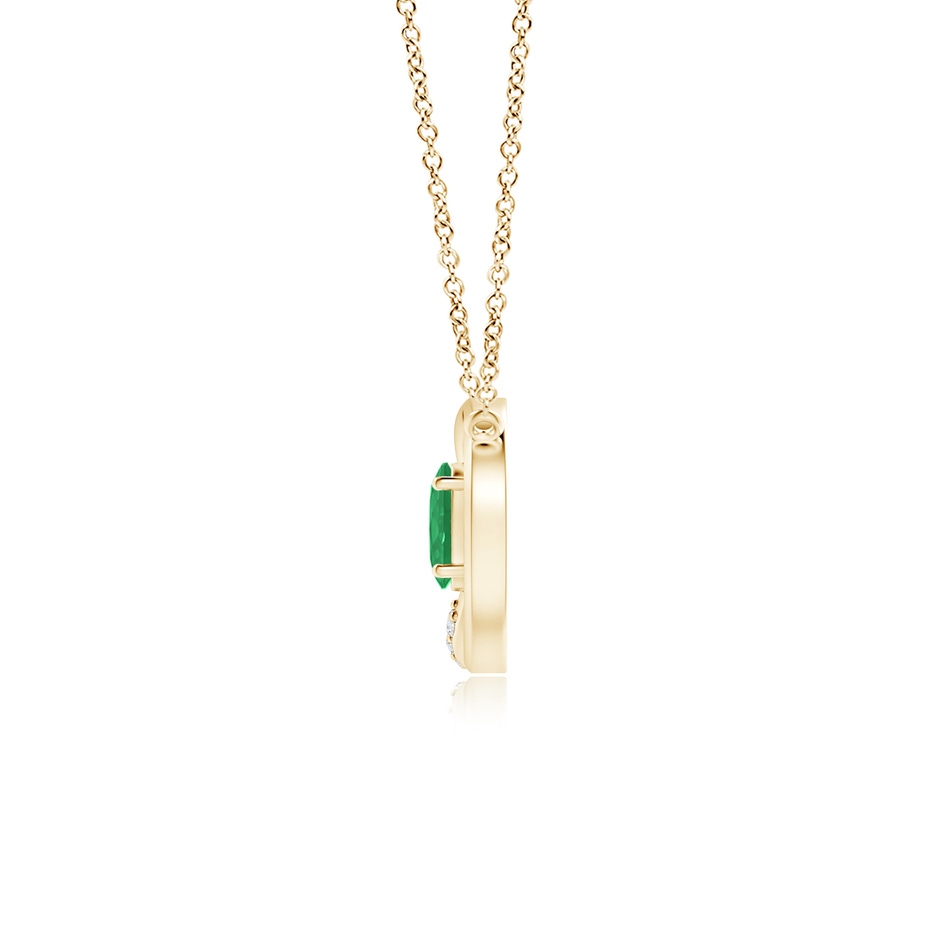 5x3mm A Emerald Interlocking Circle Necklace with Diamond Accents in 10K Yellow Gold side 199
