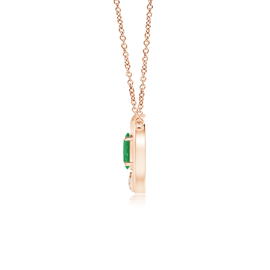 5x3mm A Emerald Interlocking Circle Necklace with Diamond Accents in 9K Rose Gold side 199