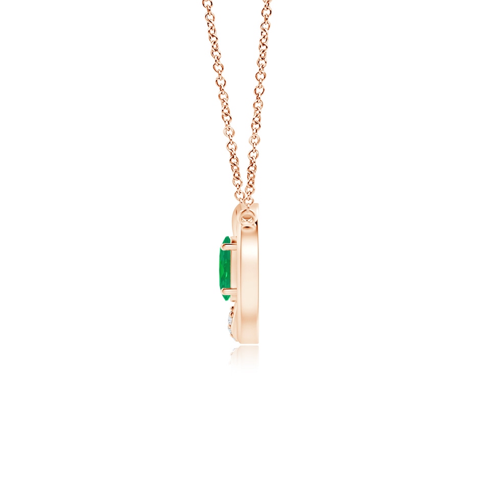 5x3mm AA Emerald Interlocking Circle Necklace with Diamond Accents in Rose Gold side 199
