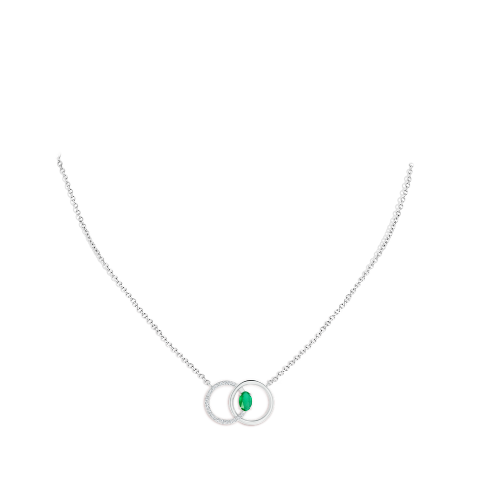 6x4mm A Emerald Interlocking Circle Necklace with Diamond Accents in P950 Platinum pen