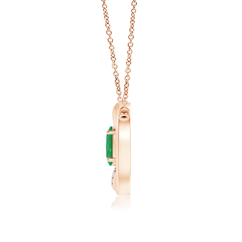 6x4mm A Emerald Interlocking Circle Necklace with Diamond Accents in Rose Gold side 199
