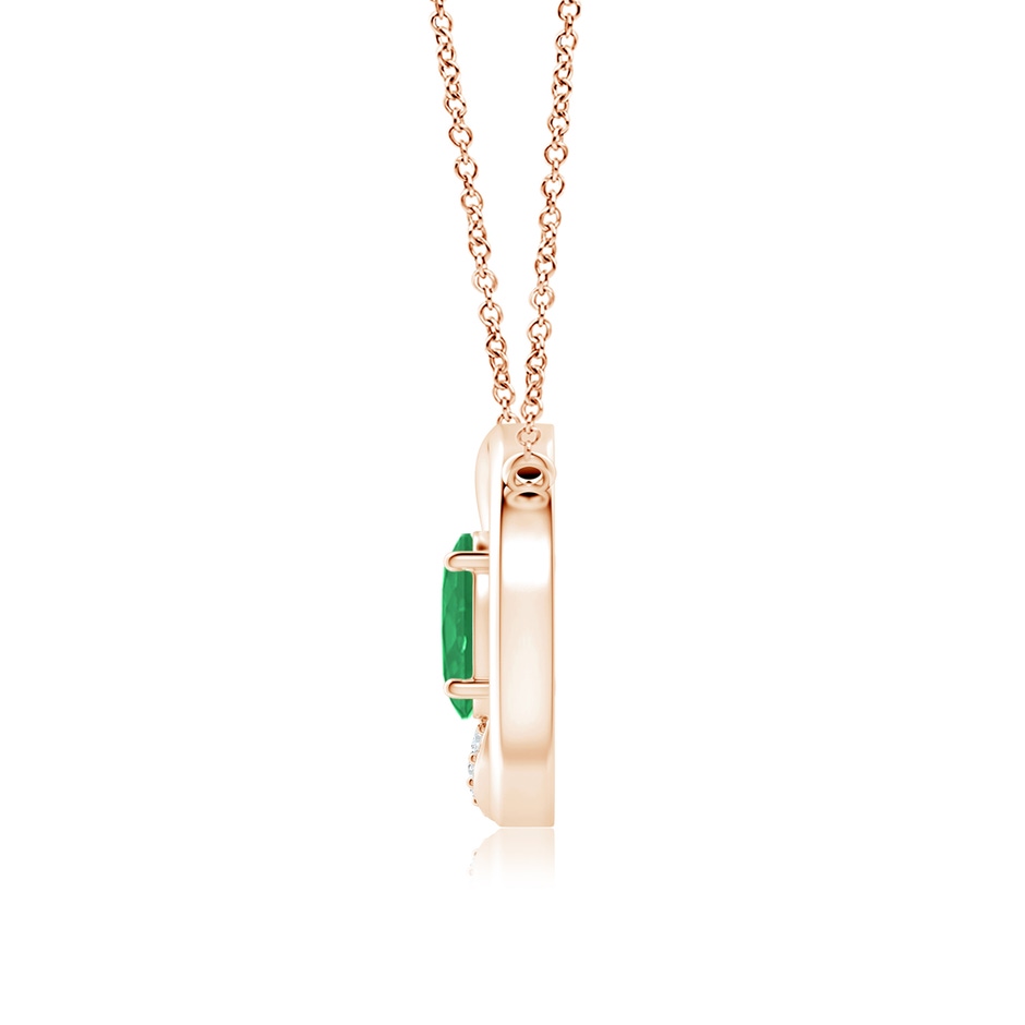 7x5mm A Emerald Interlocking Circle Necklace with Diamond Accents in Rose Gold side 199