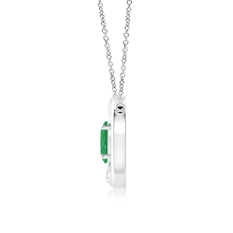 7x5mm A Emerald Interlocking Circle Necklace with Diamond Accents in White Gold side 199