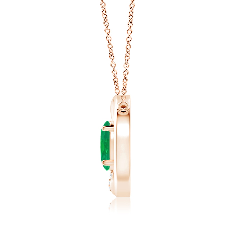 8x6mm AA Emerald Interlocking Circle Necklace with Diamond Accents in Rose Gold side 199