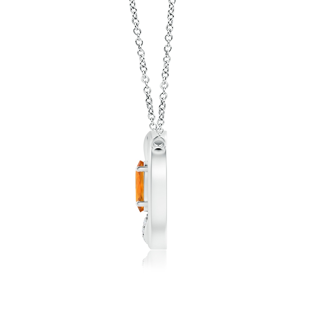 6x4mm AAA Orange Sapphire Interlocking Circle Necklace with Diamonds in White Gold Side 1