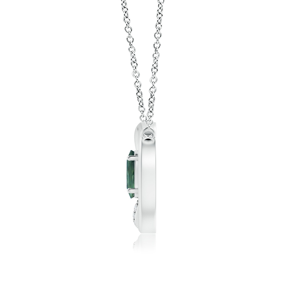 6x4mm AA Teal Montana Sapphire Interlocking Circle Necklace with Diamonds in P950 Platinum side 1