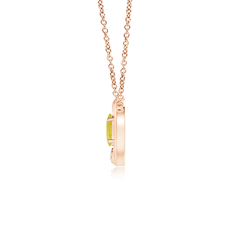 5x3mm A Yellow Sapphire Interlocking Circle Necklace with Diamonds in Rose Gold side 1