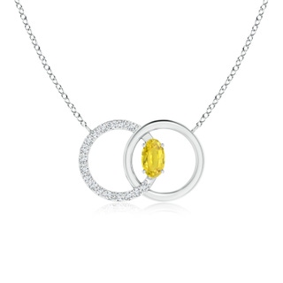 5x3mm AA Yellow Sapphire Interlocking Circle Necklace with Diamonds in P950 Platinum