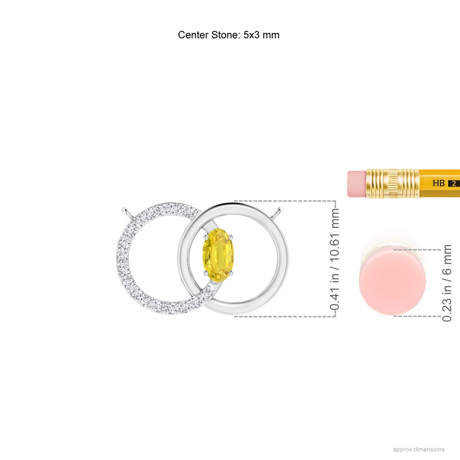 5x3mm AA Yellow Sapphire Interlocking Circle Necklace with Diamonds in P950 Platinum ruler