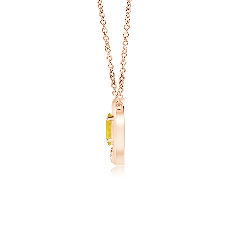 5x3mm AA Yellow Sapphire Interlocking Circle Necklace with Diamonds in Rose Gold side 1