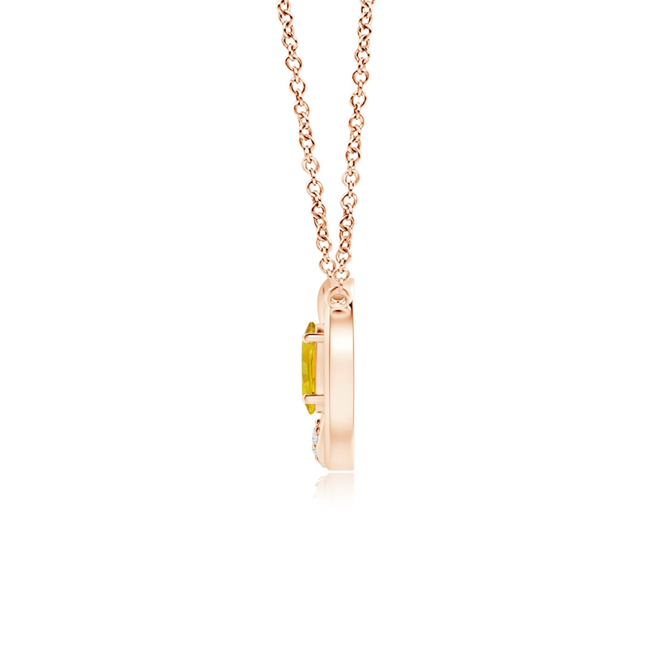 5x3mm AAAA Yellow Sapphire Interlocking Circle Necklace with Diamonds in Rose Gold side 1