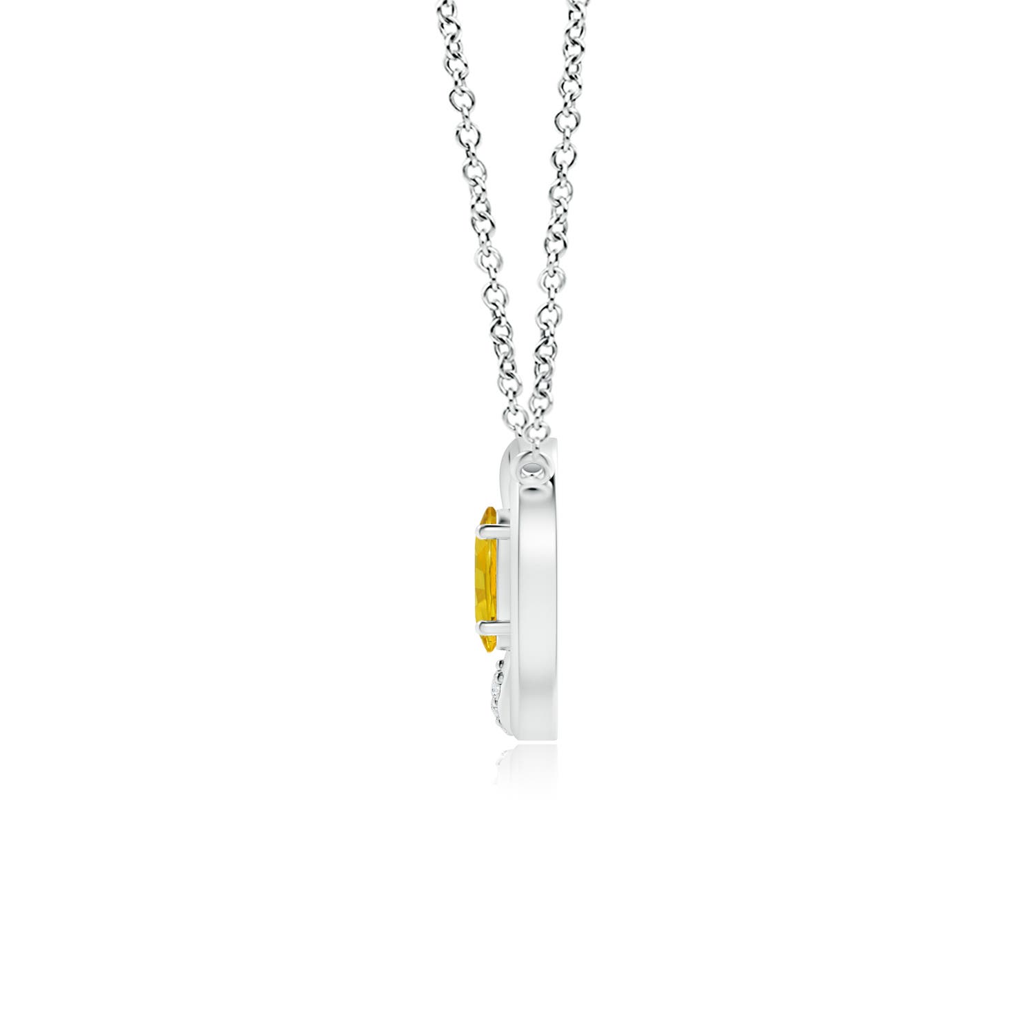 5x3mm AAAA Yellow Sapphire Interlocking Circle Necklace with Diamonds in White Gold