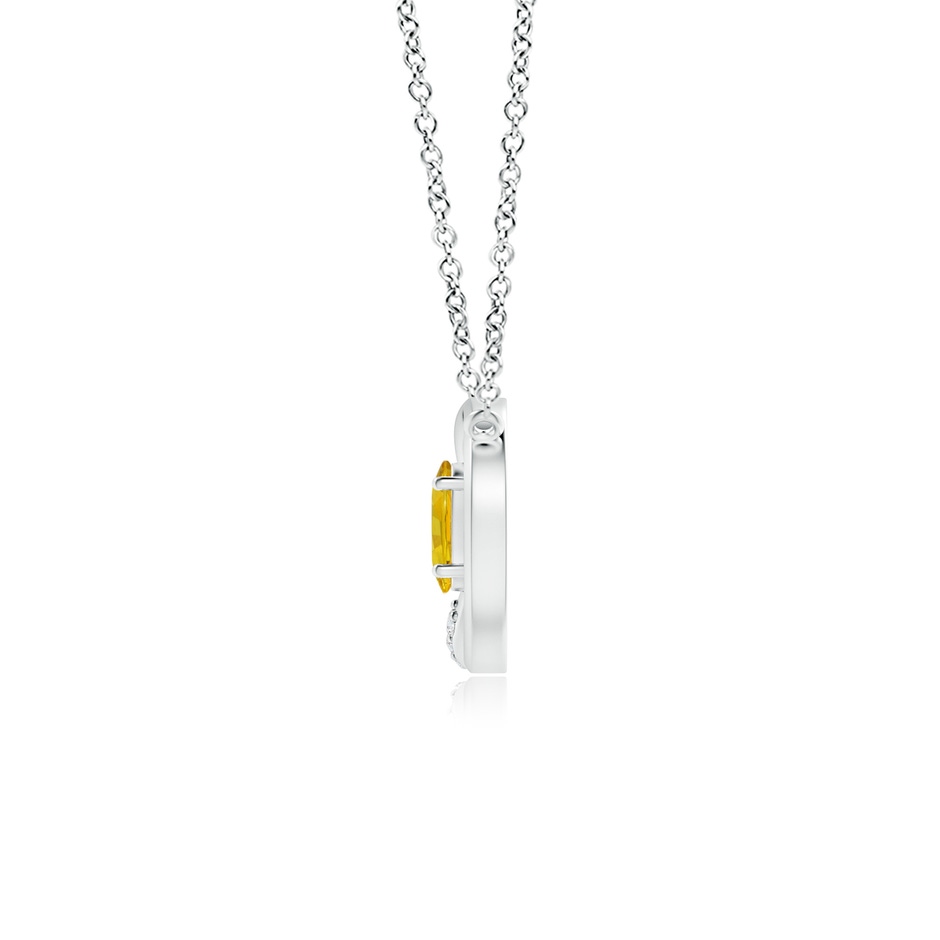 5x3mm AAAA Yellow Sapphire Interlocking Circle Necklace with Diamonds in White Gold side 1