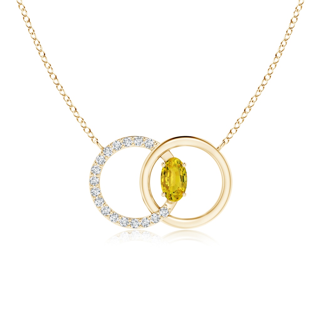 5x3mm AAAA Yellow Sapphire Interlocking Circle Necklace with Diamonds in Yellow Gold