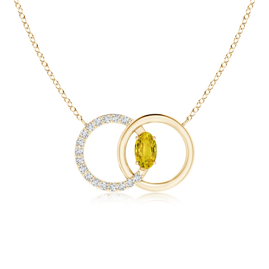 5x3mm AAAA Yellow Sapphire Interlocking Circle Necklace with Diamonds in Yellow Gold 