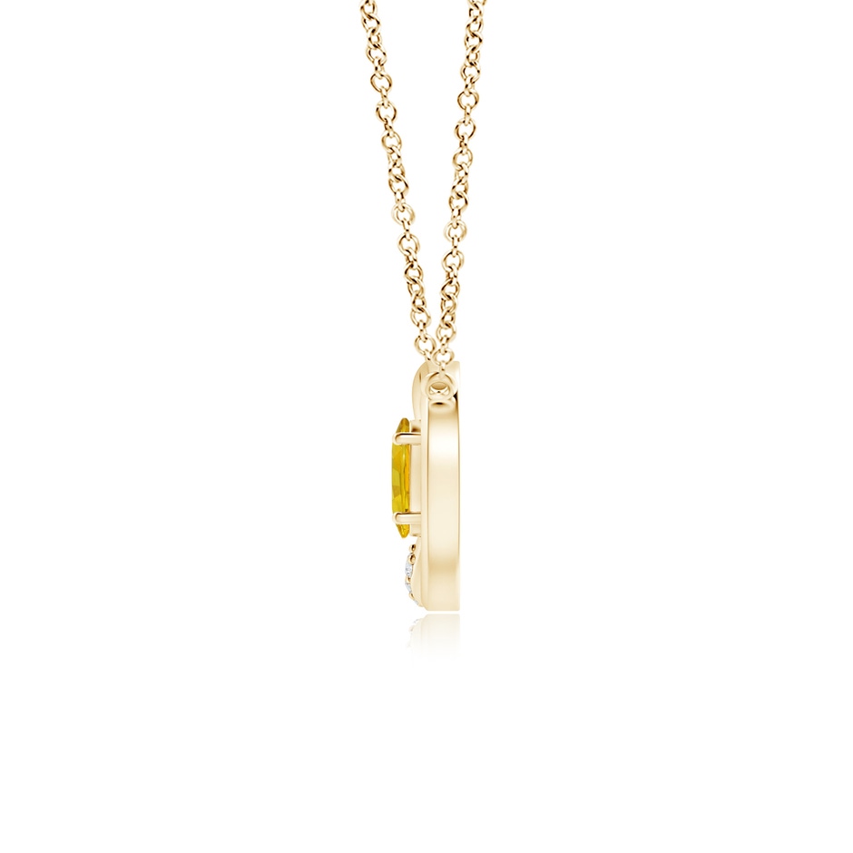 5x3mm AAAA Yellow Sapphire Interlocking Circle Necklace with Diamonds in Yellow Gold side 1