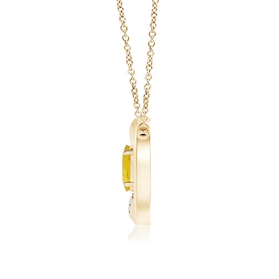 6x4mm AAA Yellow Sapphire Interlocking Circle Necklace with Diamonds in Yellow Gold side 1