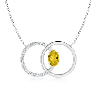 6x4mm AAAA Yellow Sapphire Interlocking Circle Necklace with Diamonds in P950 Platinum