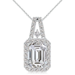 10x7.5mm IJI1I2 Emerald-Cut Diamond Halo Pendant in P950 Platinum