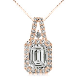 10x7.5mm KI3 Emerald-Cut Diamond Halo Pendant in 10K Rose Gold