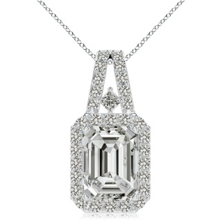 10x7.5mm KI3 Emerald-Cut Diamond Halo Pendant in S999 Silver