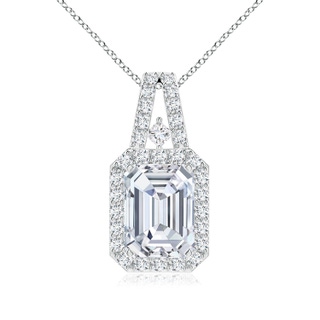 8x6mm GVS2 Emerald-Cut Diamond Halo Pendant in P950 Platinum