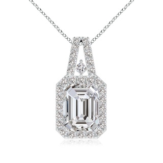 8x6mm IJI1I2 Emerald-Cut Diamond Halo Pendant in P950 Platinum